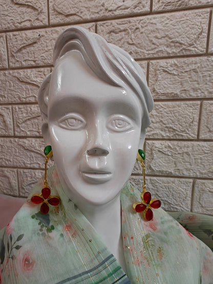 Red Flower Earrings