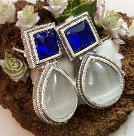 White-Blue Stone Earrings