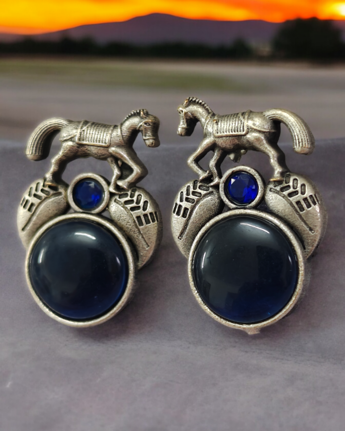 Horse Earrings - Blue