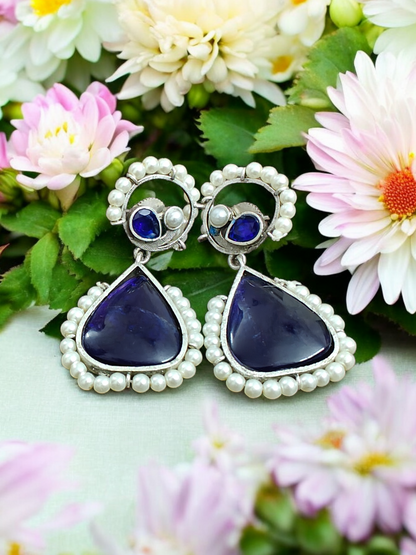 Blue Stones Silver Earrings