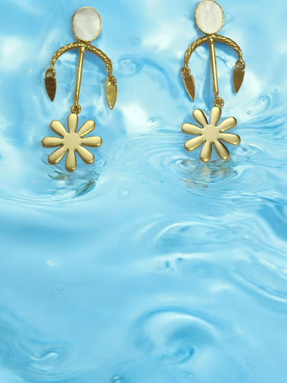 Golden flower earrings