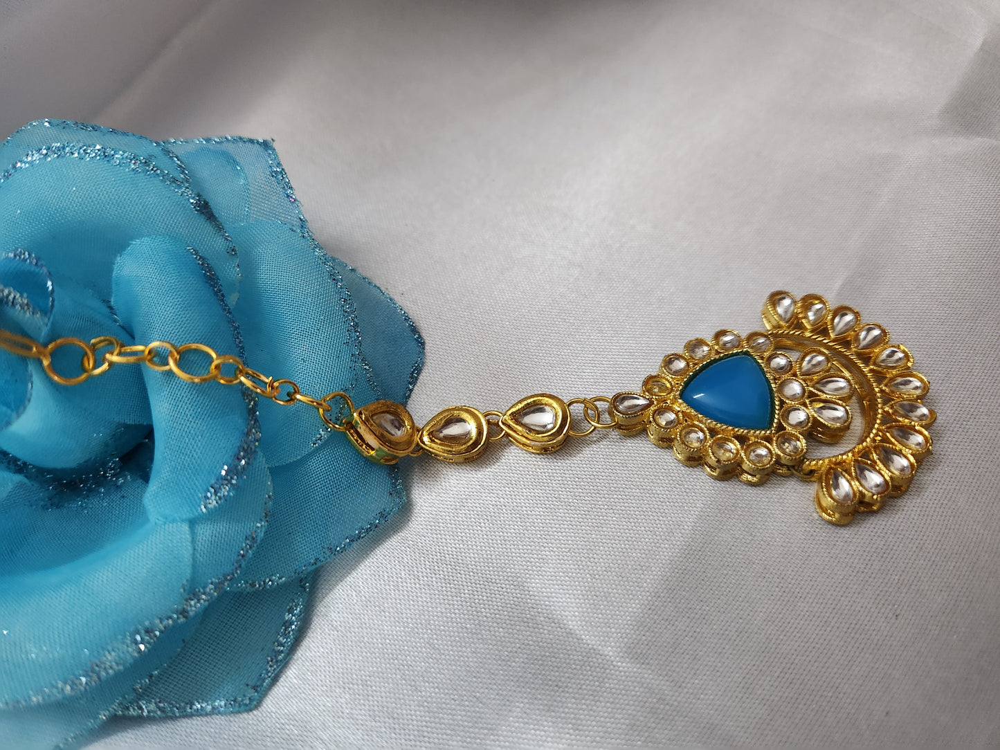 Blue Kundan stone mangtikka