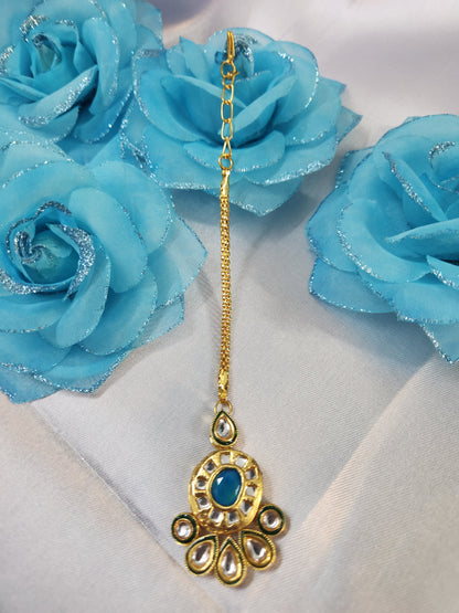 Blue Kundan mangtikka