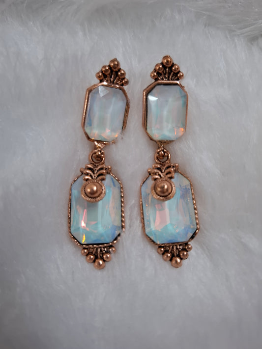 Blue crystal stone copper earrings