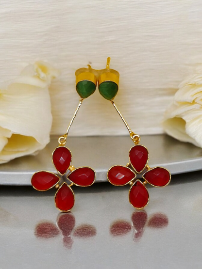 Red Flower Earrings