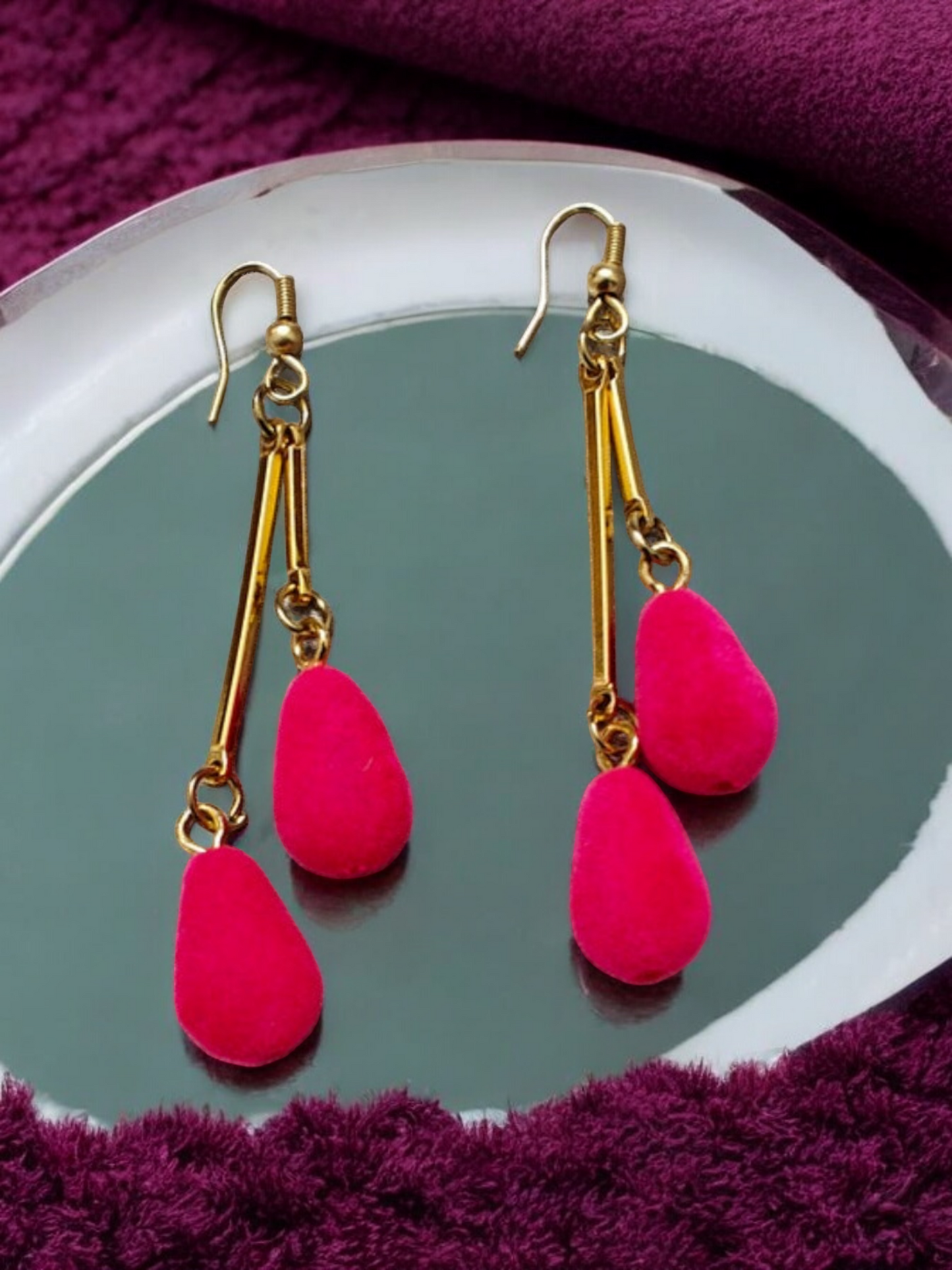 Pink Velvet Earrings