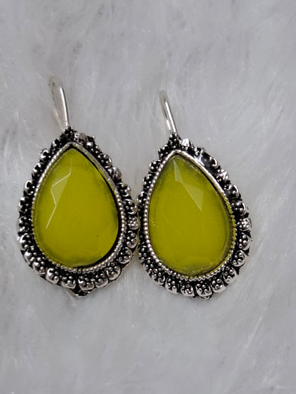 Silver tone earrings Yellow