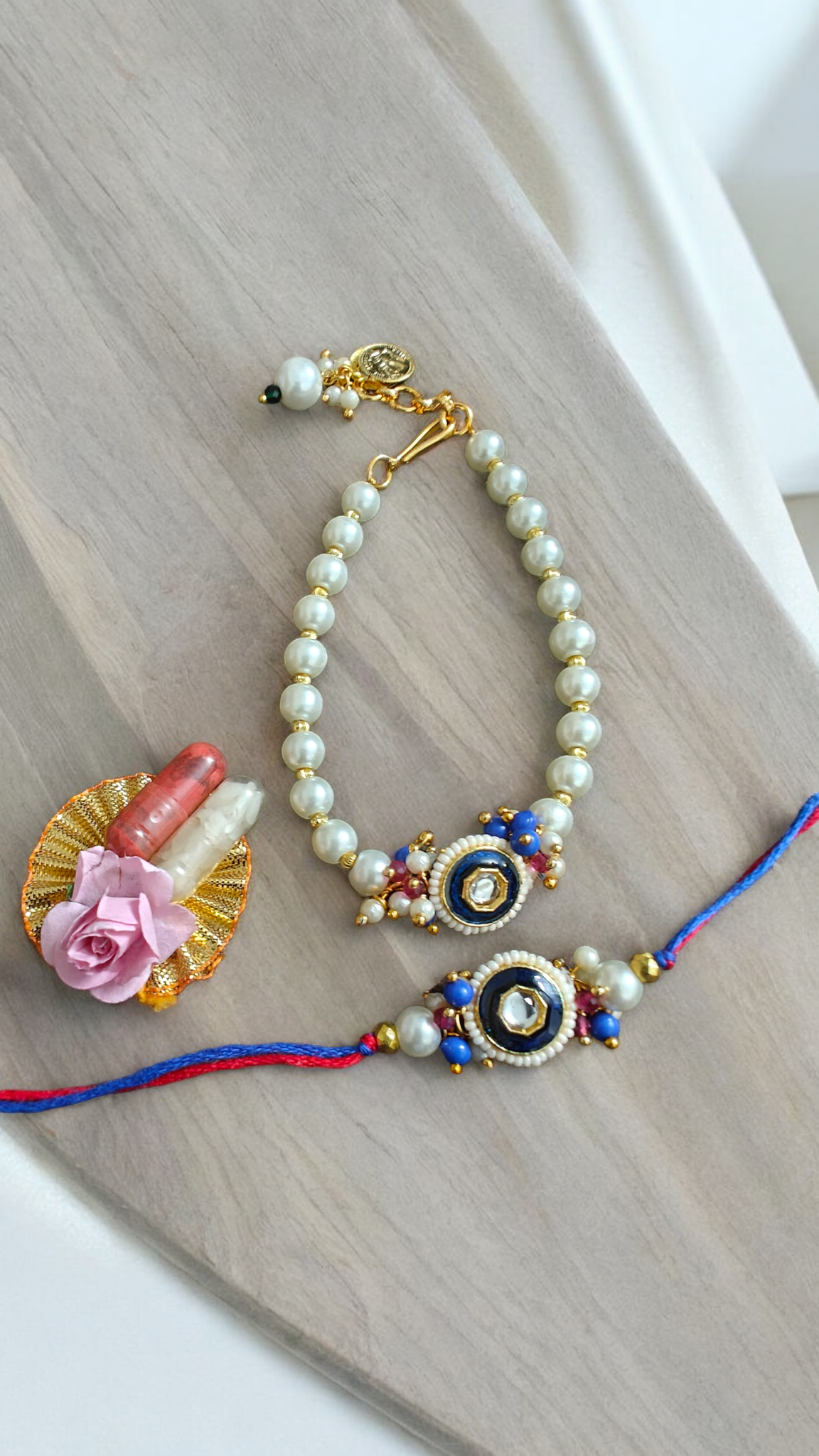 Blue Kundan Stone Rakhi