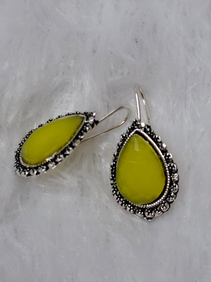 Silver tone earrings Yellow