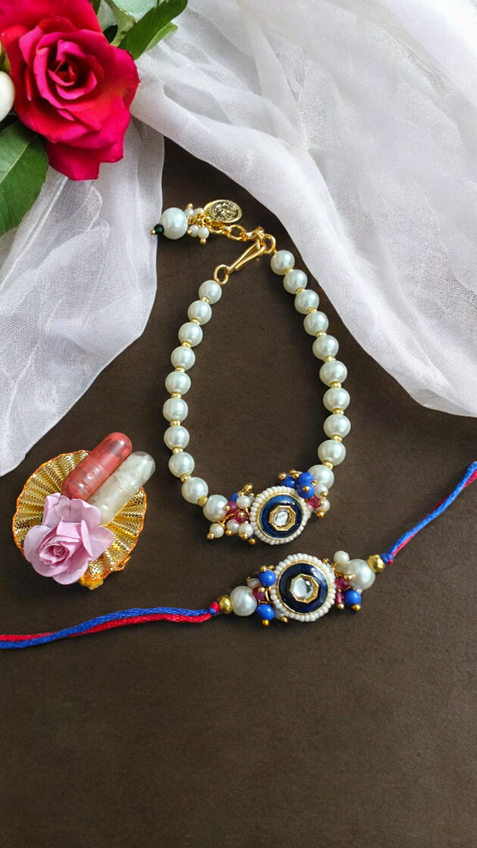 Blue Kundan Stone Rakhi